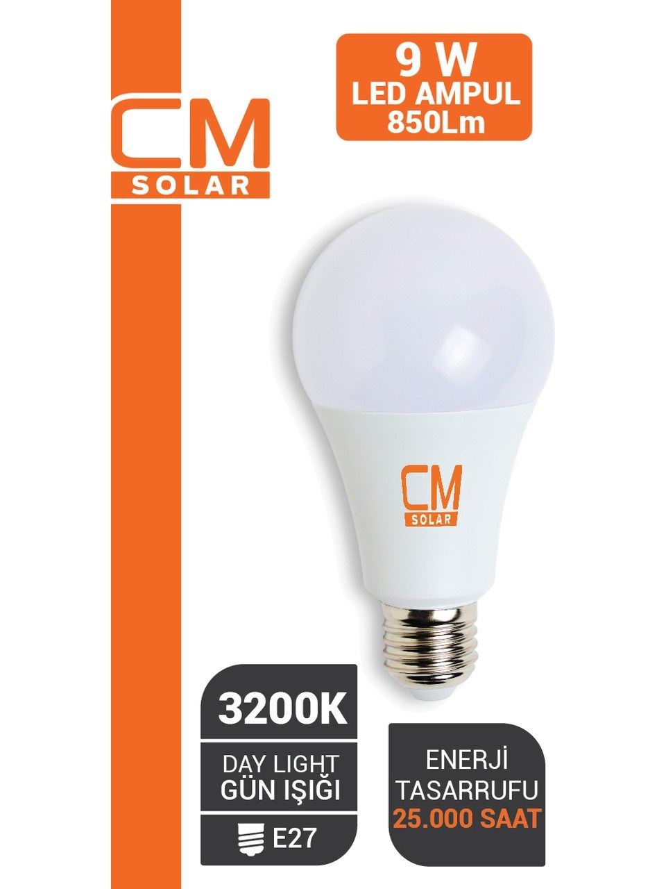 Cm Led Ampul 9W 3200K E27 (0932) (Sarı) 