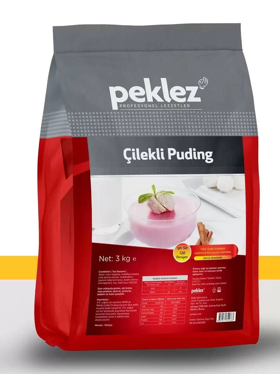 Peklez Çilekli Puding 3 KG 