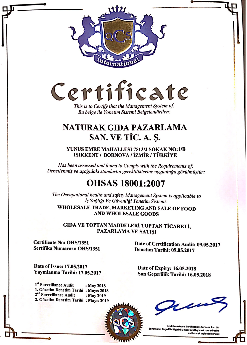 ISO 18001 İş Sağlığı Yönetim Sistemi